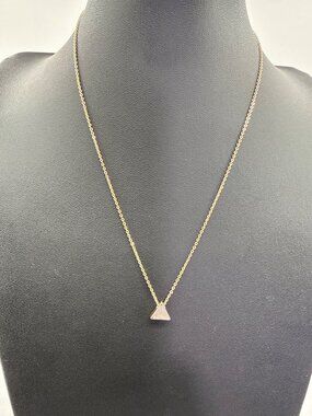 Gold Chain Silver Triangle Pendant Necklace Minimalist Two Tone Geometric